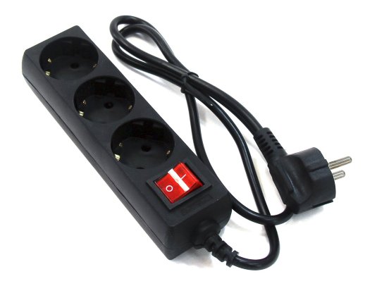 Сетевой фильтр 3 розетки, 1.8м, черный 5bites SP3B-118E