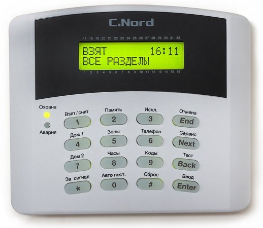 Проводная клавиатура для контрольных панелей серии Норд, Hunter, Captain Си-Норд K16-LCD