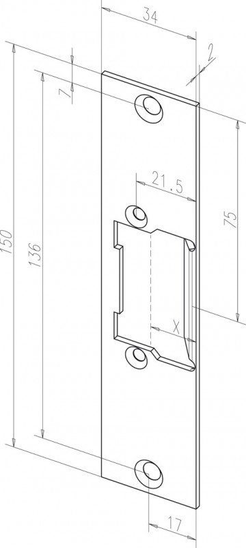 Планка, плоская, короткая Eff-Eff Eff-Eff kF (262 35) (-------26235-01) лицевая панель нерж.