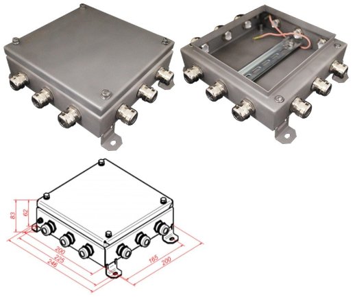 Коробка монтажная электротехническая Гефест КМ IP66-2020, 12 вводов, нержавейка