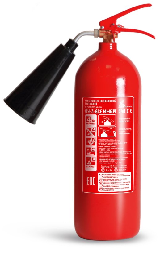 Огнетушитель углекислотный, переносной Пожтехника Центр ОУ-3 ИНЕЙ
