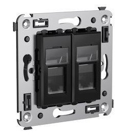 Розетка ДКС Розетка телефонная в стену Avanti двойная черный квадрат (4402314)