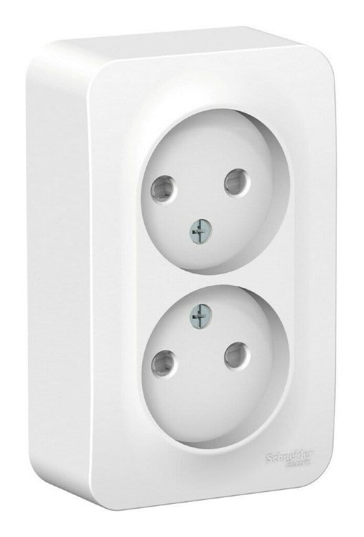 Розетка открытой установки BLANCA двойная без заземления со шторками, белый (BLNRA001211)