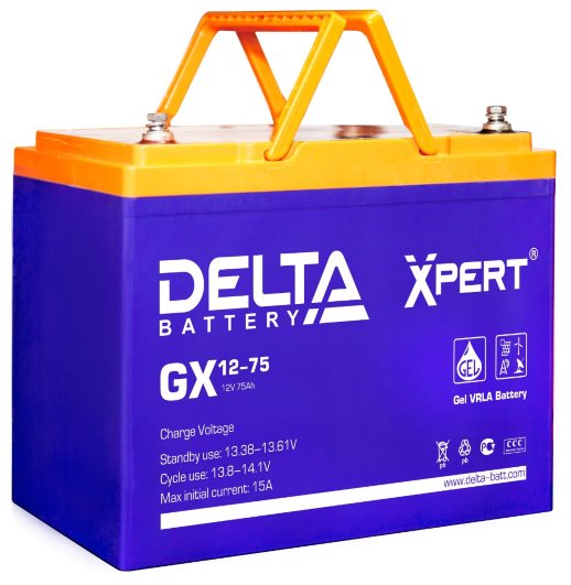 Аккумулятор герметичный свинцово-кислотный Delta Delta GX 12-75