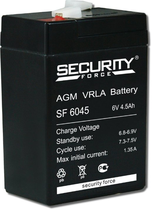 Аккумулятор герметичный свинцово-кислотный Аккумуляторы Аккумулятор 6 В, 4.5 Ач