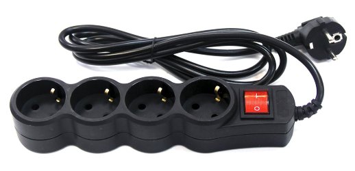 Сетевой фильтр 4 розетки, 1.5м, черный 5bites SP4B-115