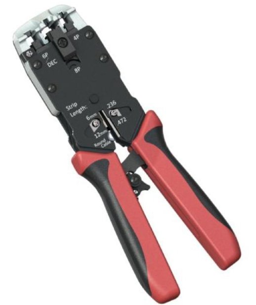 Инструмент обжимной с храповым механизмом для RJ-11 (4P4C), RJ-12 (6P6C), RJ-45 (8P8C), 4P4C, 4P2C Hyperline HT-3008AR