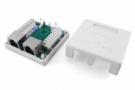Розетка RJ-45 Hyperline SB1-2-8P8C-C5e-SH-WH
