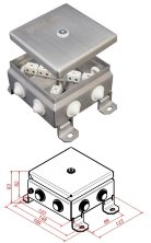 КМ-О (12к)-IP54-1212, 8 вводов, нержавейка