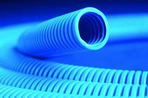 Труба ППЛ гибкая гофрированная тяжелая, с протяжкой ДКС Труба ППЛ тяжелая, синяя D=25 (11525)