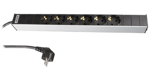 Блок розеток 19" Hyperline SHT19-6SH-2.5EU