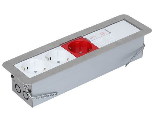 Врезной блок в стол Simply Connect Врезной блок в стол из нерж. стали на 10 модулей 22,5*45 (133305 SS)