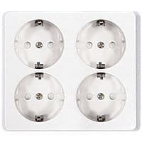 Розетка четырехместная открытой установки с з/к, белый, LK Standard (813804)