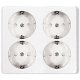 Розетка четырехместная открытой установки с з/к, белый, LK Standard (813804)