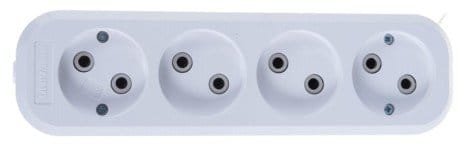 Розетка (колодка) удлинителя 4-м без заземления АБС-пластик (E204)