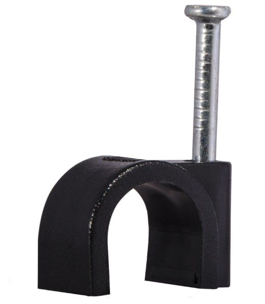 Скоба 6мм круглая пластиковая черная (50шт) TDM (SQ0514-0041)