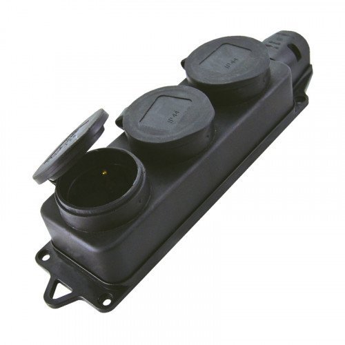 Розетка трехместная с заглушками каучук TDM ЕLECTRIC Розетка трехместная 2Р+РЕ 16А 250В IP44 (SQ0612-0008)