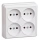 Розетка 4 местная без заземляющего контакта открытой установки 