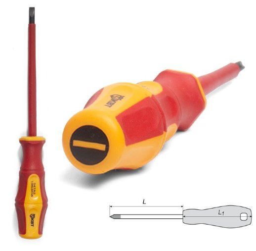 Диэлектрическая отвертка шлицевая КВТ Отвертка ПРОФИ 5.5х125