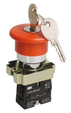 Кнопка LAY5-BS142 Грибок с ключом D22мм (BBG50-LAY5-K04)