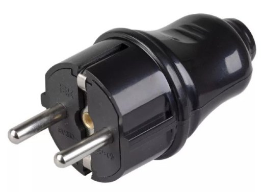 Вилка разборная прямая с заземляющим контактом IEK ВПп10-02-Ст разборная прямая черная (EVP10-16-01-K02)