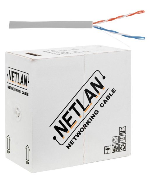 Кабель «витая пара» (LAN) для структурированных систем связи NETLAN U/UTP 2pair, Cat5, In, PVC, CCA (CCA-UU002-5-PVC-GY)