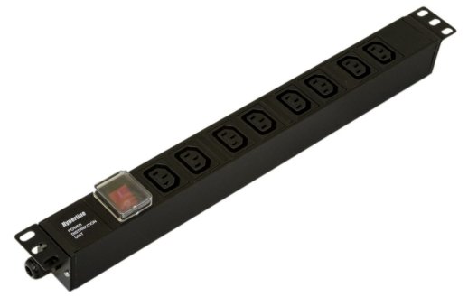 Блок розеток 19" Hyperline SHE19-8IEC-S-CB