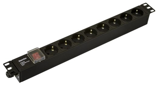 Блок розеток 19" Hyperline SHE19-8SH-S-CB