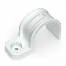 Крепеж-скоба пластиковая односторонняя для прямого монтажа белая в п/э д16 (50шт) Промрукав (PR13.0376)