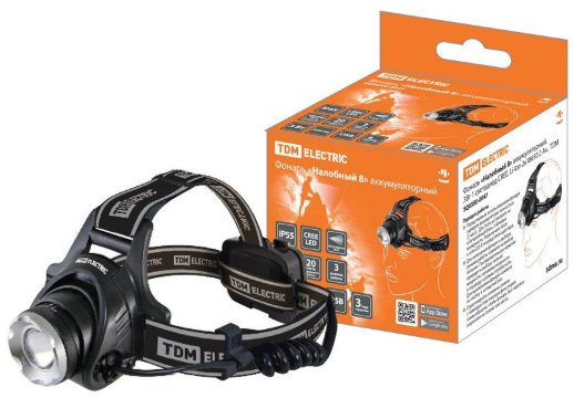 Фонарь налобный TDM ЕLECTRIC Фонарь «Налобный 8» аккумуляторный, 3Вт (SQ0350-0047)