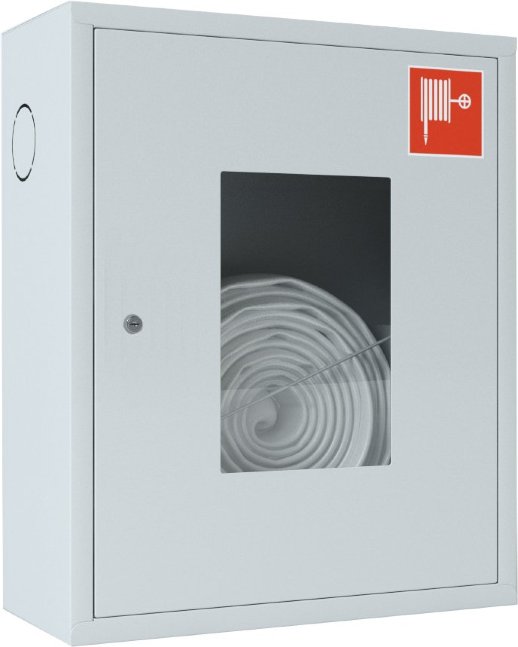 Шкаф пожарный навесной со стеклом белый ТОИР-М Ш-ПК-001НОБ (ПК-310НОБ) лев.