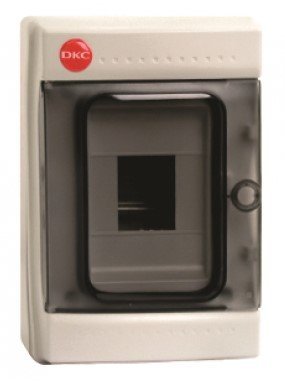 Щиток настенный ДКС Щиток настенный с дверцей 4 модуля IP65 серый (85604)