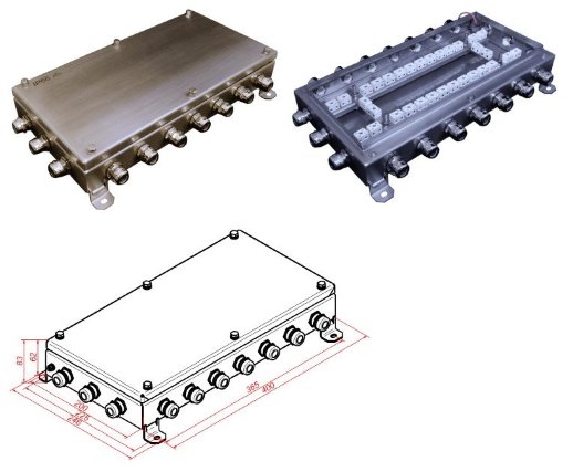 Коробка монтажная огнестойкая Гефест КМ-О (64к)-IP66-2040, 18 вводов, нержавейка