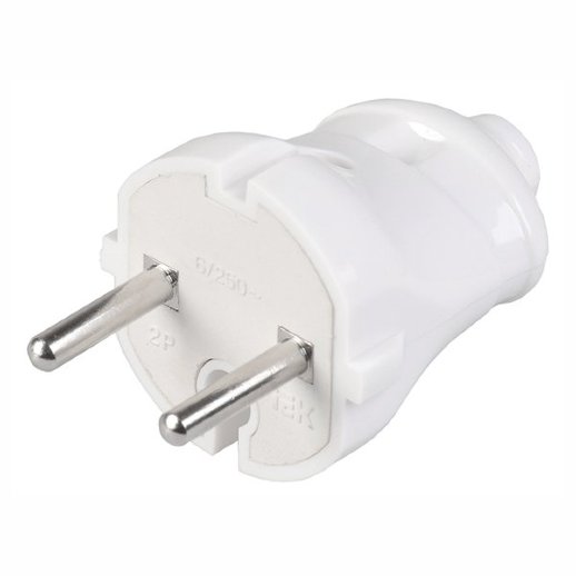 Вилка разборная прямая без заземляющего контакта IEK ВПп20-01-Ст разборная прямая белая (EVP20-06-01-K01)