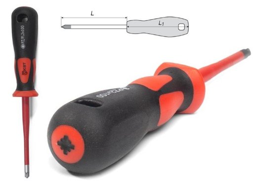 Диэлектрическая отвертка шлицевая КВТ Отвертка СЛИМ PZ/FL2х100
