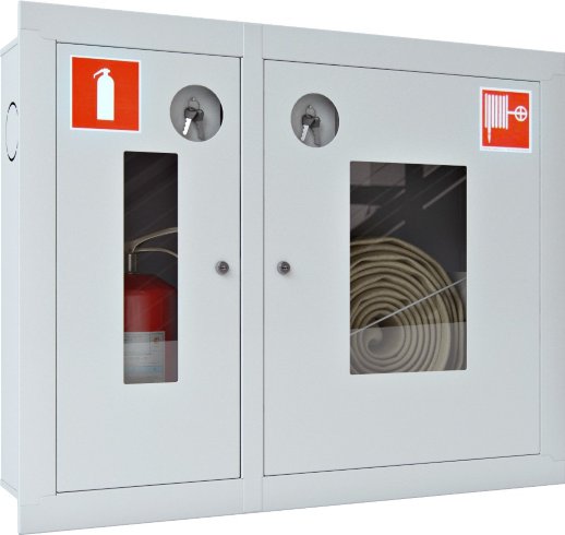 Шкаф пожарный встраиваемый со стеклом белый ТОИР-М Ш-ПК-О-002ВОБ (ПК-315ВОБ) лев.