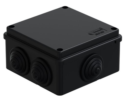 Коробка JBS100 100х100х55, 6 вых., IP55, черная (44007BL-1)