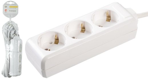 Удлинитель У03 3 места 2P+PE/5метров IEK У03 (WYP10-16-03-05-Z-N)