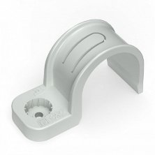 Крепеж-скоба пластиковая односторонняя для прямого монтажа серая в п/э д32 (25шт) Промрукав (PR13.0371)