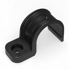 Крепеж-скоба пластиковая односторонняя для прямого монтажа черная в п/э д16 (50шт) Промрукав (PR13.0372)