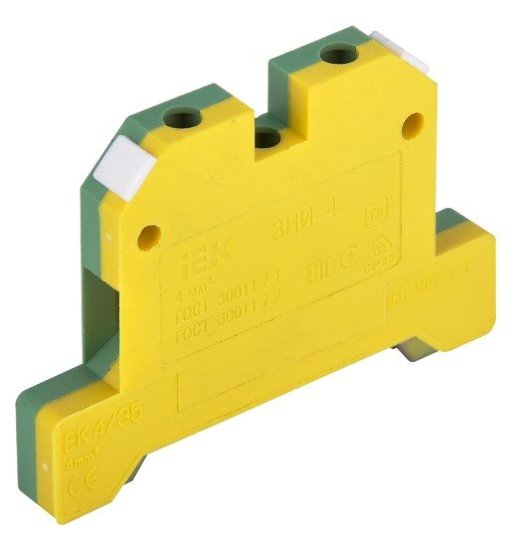 Зажим наборный на DIN-рейку IEK Зажим наборный ЗНИ-4PEN 4 кв.мм земля (YZN20-004-K52)