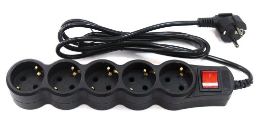 Сетевой фильтр 5 розеток, 1м, черный 5bites SP5B-210