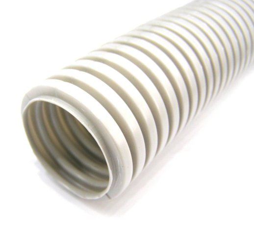 Труба гофрированная с протяжкой, не распространяющая горение ДКС Труба ПЛЛ легкая белая D=32 безгалогенная (81832)