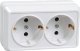 Розетка 2 местная с заземляющим контактом открытой установки 