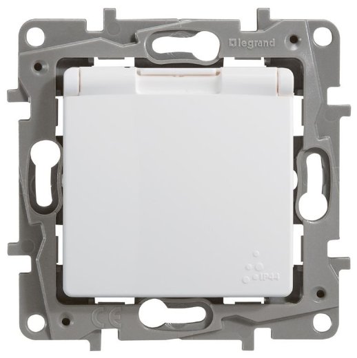 Розетка LegranD Розетка 2К+З, IP44, с откидной крышкой ETIKA, белая (672232)