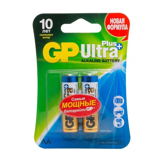 GP Ultra Plus Alkaline 15A AA (GP 15AUP-2CR2), упак. 2 шт. БЛИСТЕР