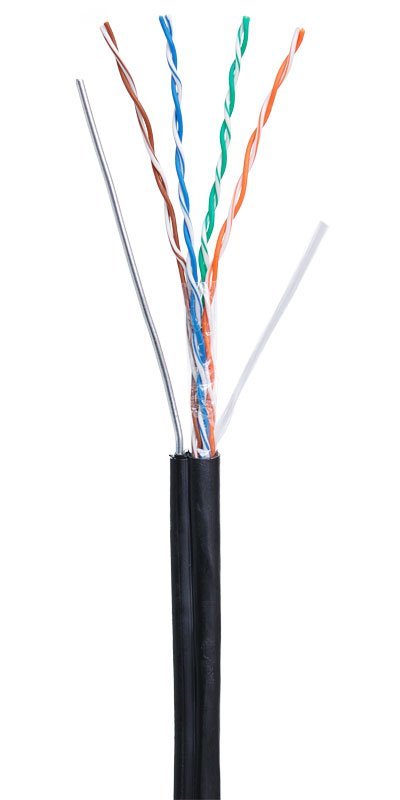 Кабель «витая пара» (LAN) для структурированных систем связи NETLAN U/UTP 4pair, Cat5e, Out, Sw, PE (EC-UU004-5E-PE-SW-BK)