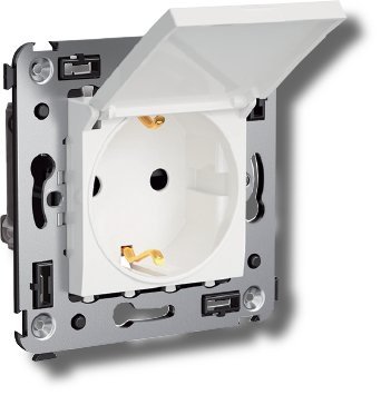 Розетка с крышкой ДКС Розетка с крышкой в стену, 2P+E Avanti белое облако (4400013)
