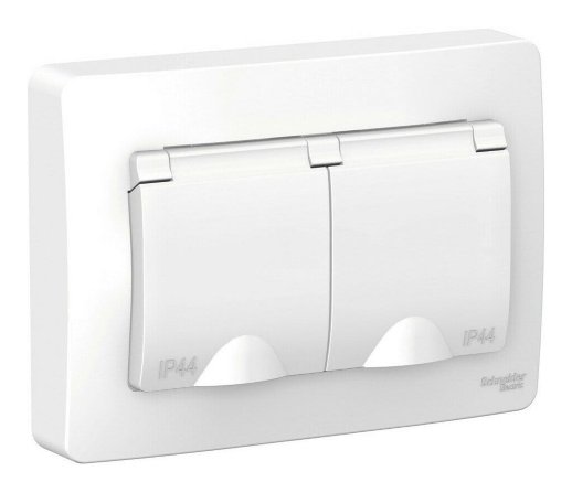 Розетка BLANCA двойная с заземлением со шторками с крышками, белый (BLNRS441121)