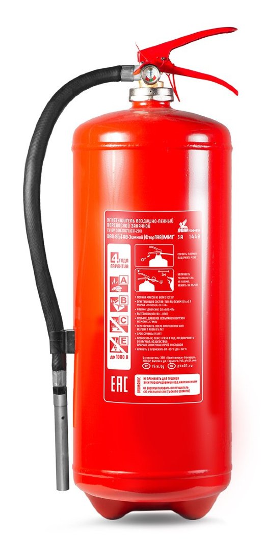 Огнетушитель закачной воздушно-пенный зимний Пожтехника Центр ОВП-8(з)-АВ МИГ Зимний (ФторПАВ)